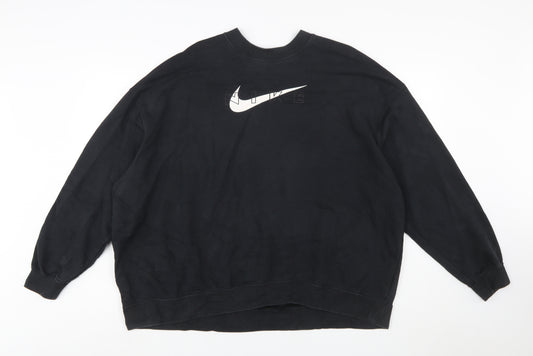 Nike Womens Black XL Pullover Crew Neck Sweatshirt Dri-FIT Cotton Blend