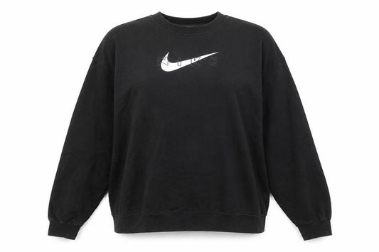 Front view of Nike women’s black xl pullover crew neck sweatshirt dri-fit cotton blend