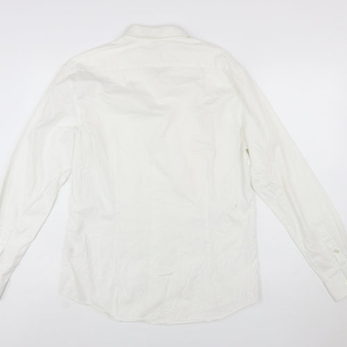 Calvin Klein Men's White Extra-Slim Fit Long Sleeve Cotton Shirt Size 16
