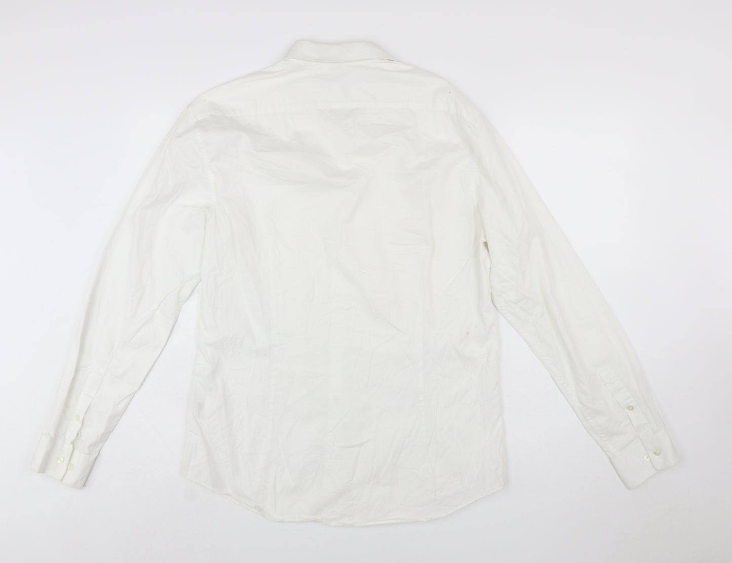 Calvin Klein Men's White Extra-Slim Fit Long Sleeve Cotton Shirt Size 16