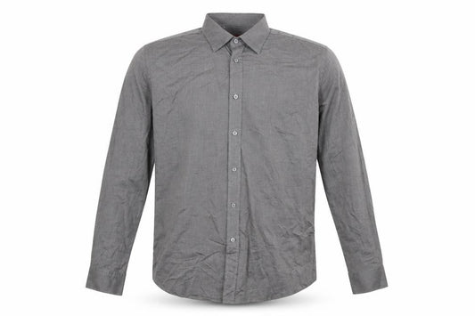 Front view of Hugo Boss Men's Grey Slim Fit Long Sleeve Button-Up Shirt L