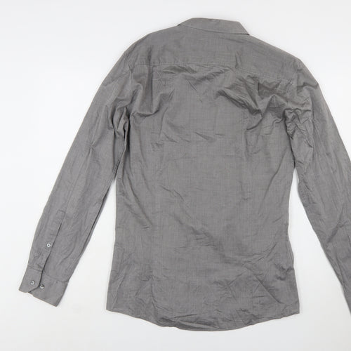 Hugo Boss Men's Grey Slim Fit Long Sleeve Button-Up Shirt L