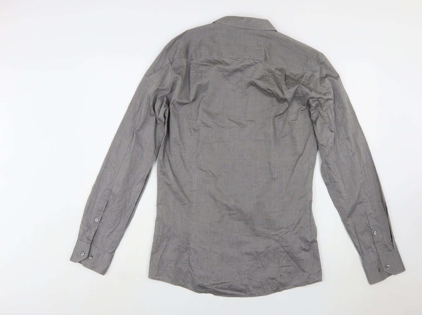 Hugo Boss Men's Grey Slim Fit Long Sleeve Button-Up Shirt L