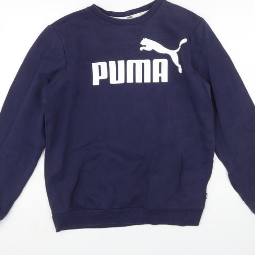 Puma Boys Blue Crew Neck Pullover Sweatshirt 15-16 Years Logo Print