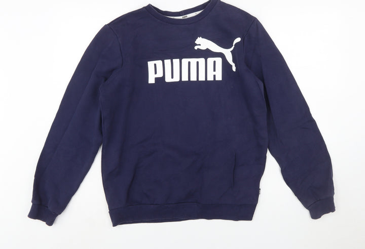 Puma Boys Blue Crew Neck Pullover Sweatshirt 15-16 Years Logo Print
