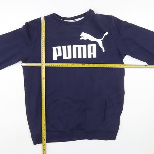 Puma Boys Blue Crew Neck Pullover Sweatshirt 15-16 Years Logo Print
