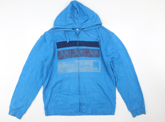Quiksilver Men's Blue XXL Full Zip Hoodie Cotton Blend