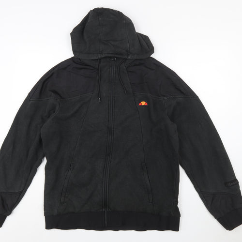 Ellesse Men Black Full Zip Hoodie Fleece Jacket Size L