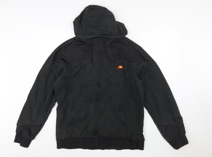 Ellesse Men Black Full Zip Hoodie Fleece Jacket Size L