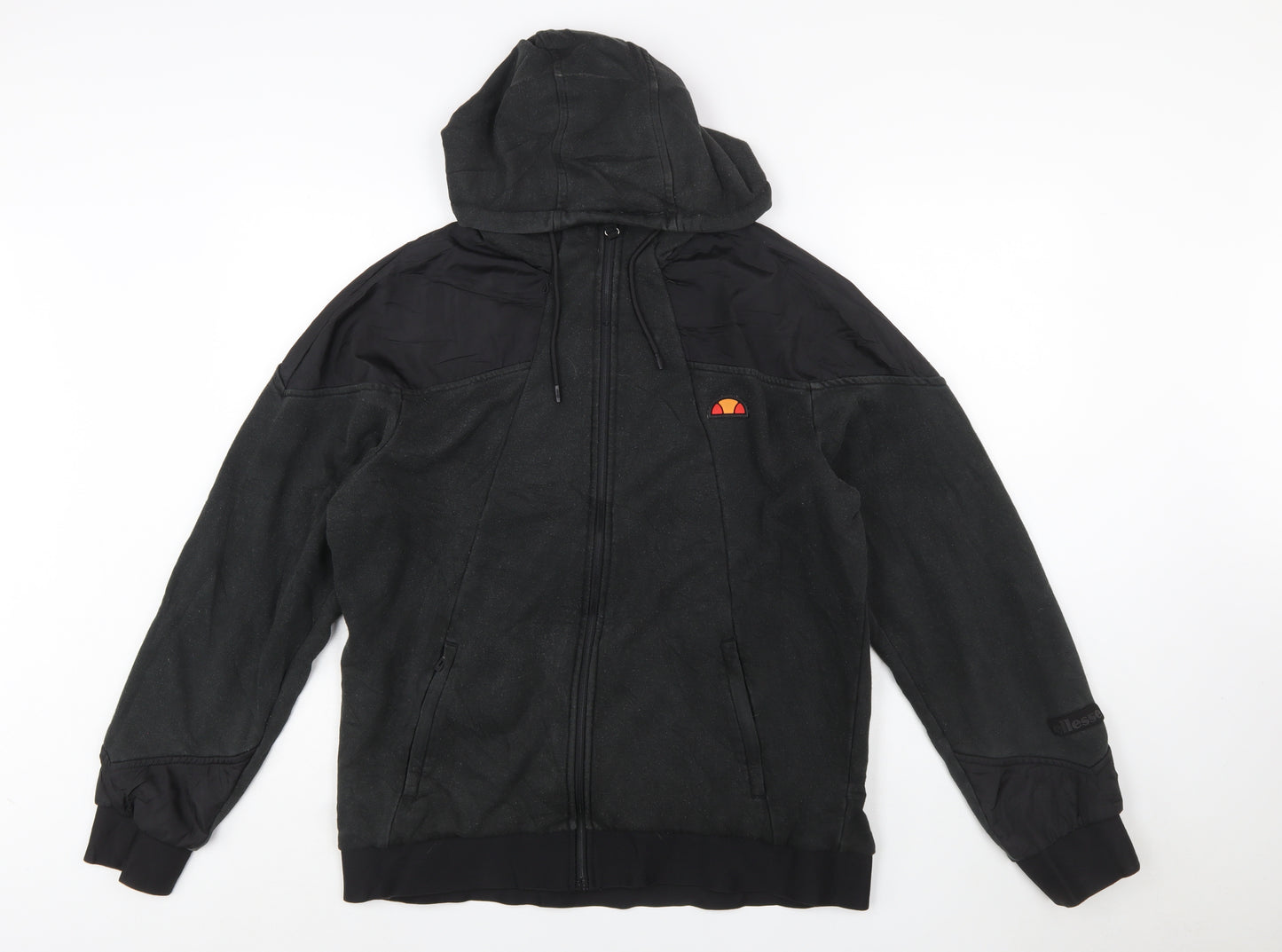 Ellesse Men Black Full Zip Hoodie Fleece Jacket Size L