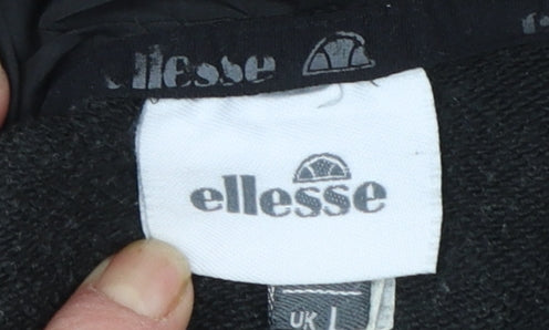 Ellesse Men Black Full Zip Hoodie Fleece Jacket Size L