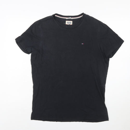 Hilfiger Denim Men's Black Cotton Crew Neck T-Shirt Size L