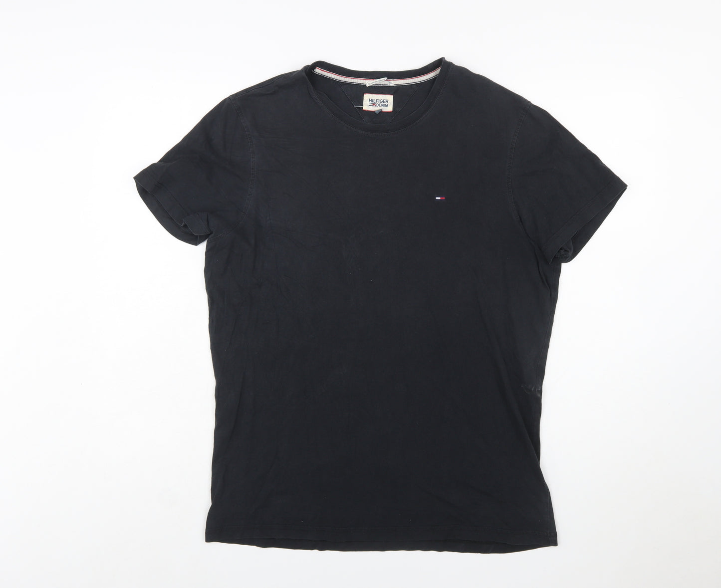 Hilfiger Denim Men's Black Cotton Crew Neck T-Shirt Size L