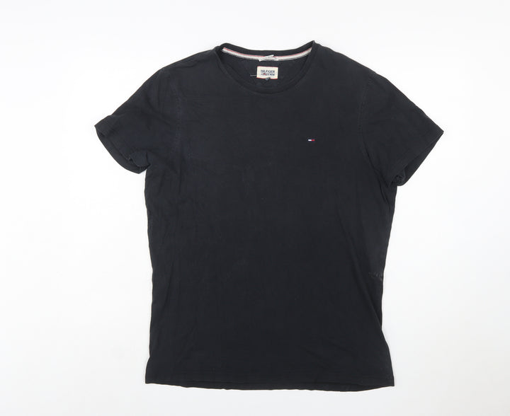 Hilfiger Denim Men's Black Cotton Crew Neck T-Shirt Size L