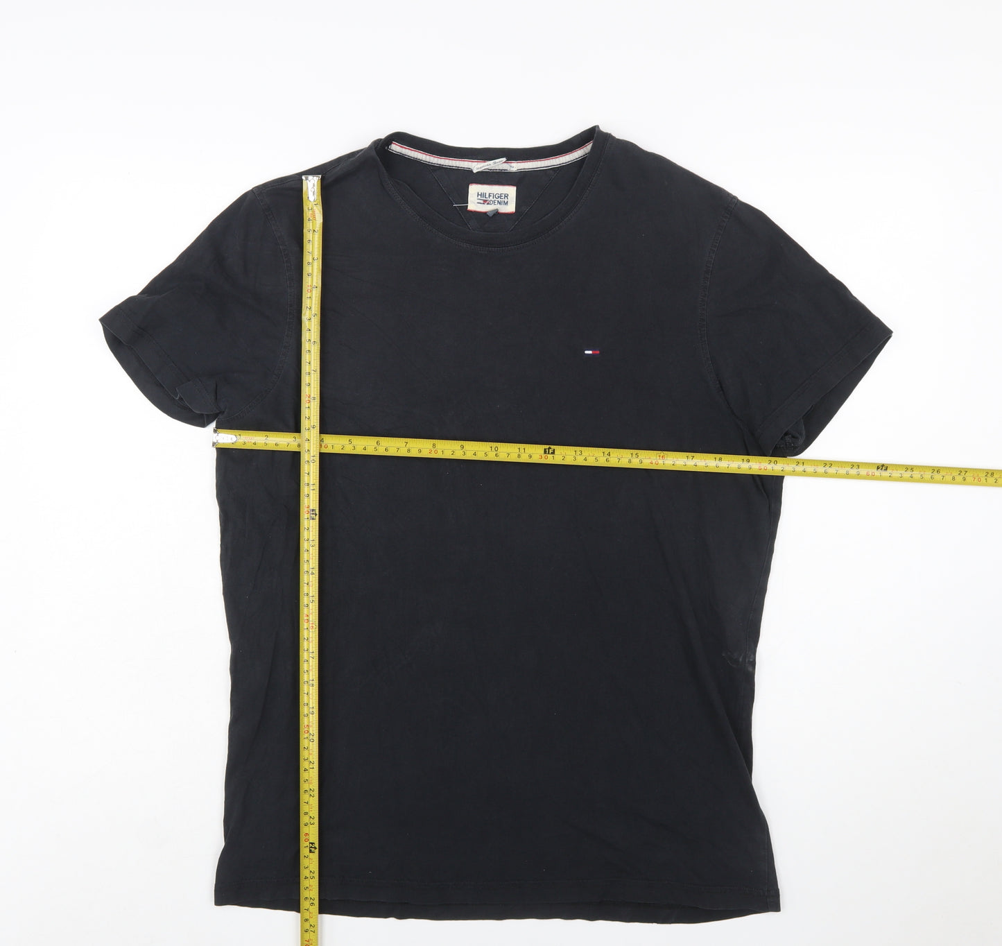 Hilfiger Denim Men's Black Cotton Crew Neck T-Shirt Size L
