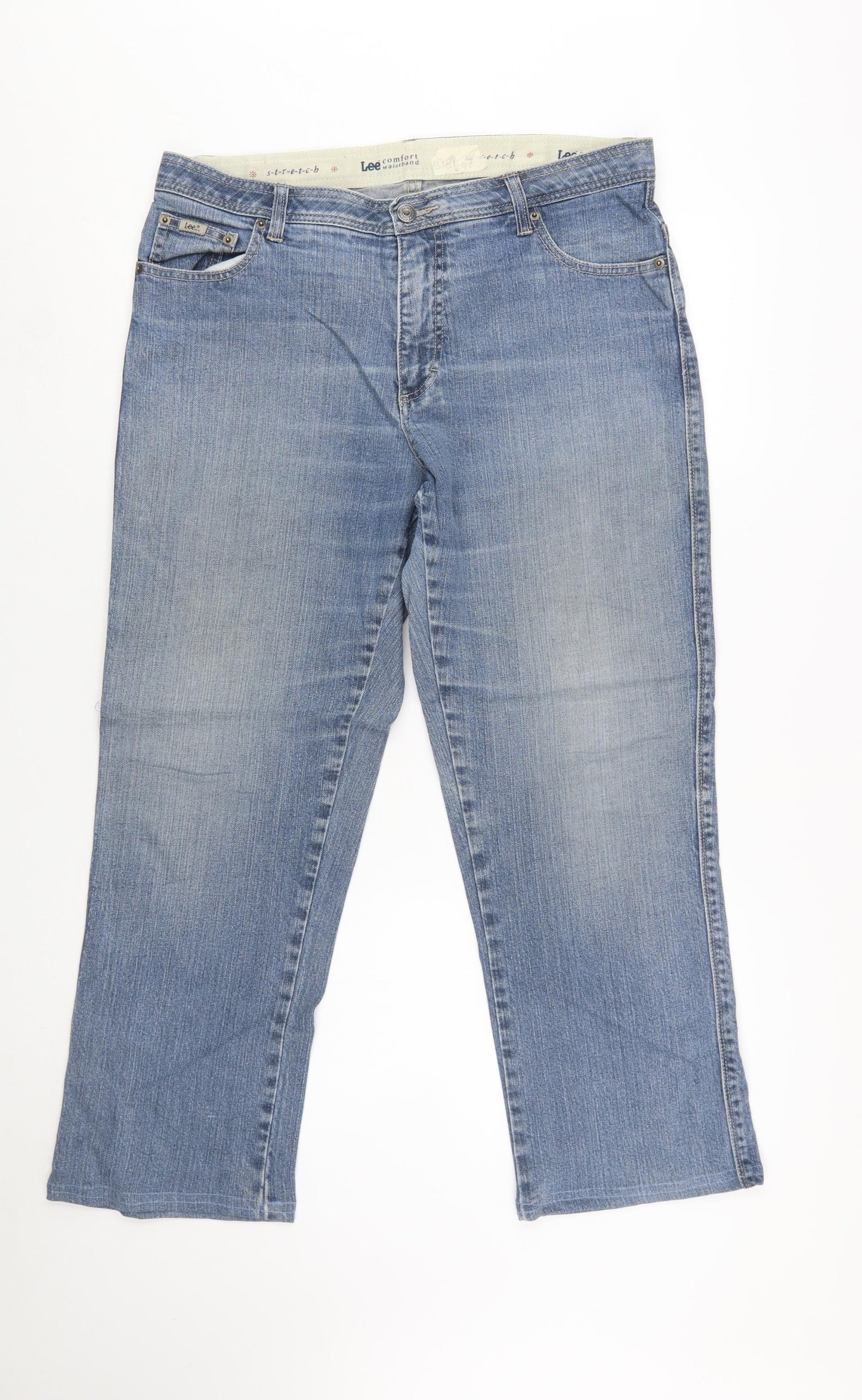 Lee Women Blue 14 Regular Straight Comfort Waist Denim Jeans