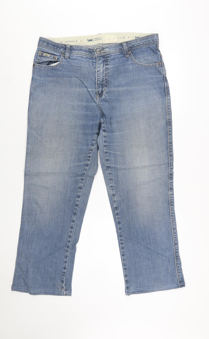 Lee Women Blue 14 Regular Straight Comfort Waist Denim Jeans