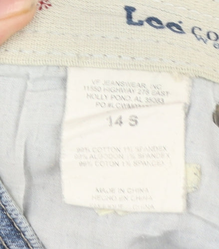 Lee Women Blue 14 Regular Straight Comfort Waist Denim Jeans