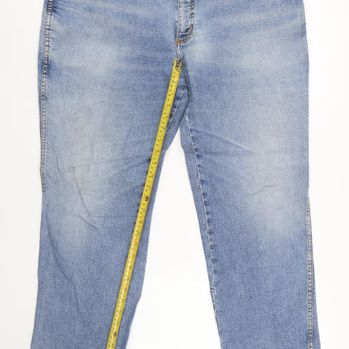 Wrangler Men's Blue 42x32 Straight Fit Denim Jeans