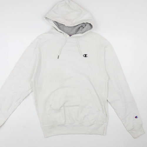 Champion Men’s White Pullover Hoodie Small Fleece Logo Athleticwear