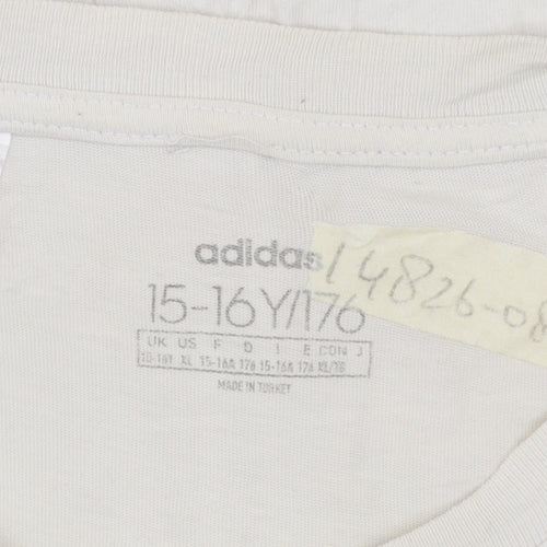 Adidas Boys White 15-16 Years T-Shirt Short Sleeve Crew Neck Sports Top