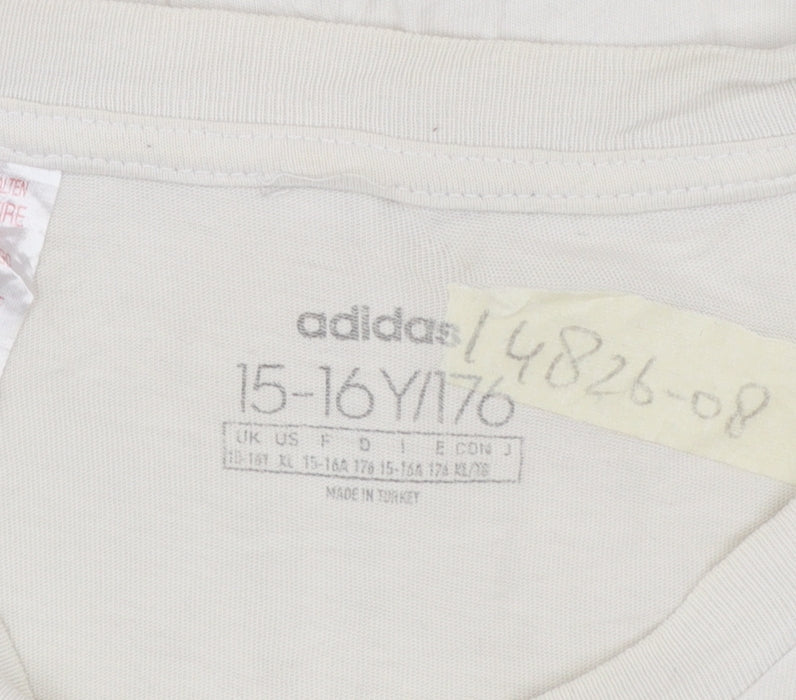 Adidas Boys White 15-16 Years T-Shirt Short Sleeve Crew Neck Sports Top