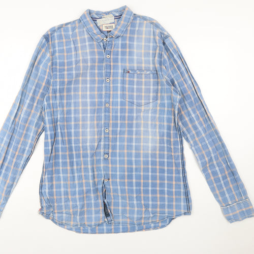 Hilfiger Denim Men's Blue Check Long Sleeve Button-Up Shirt 2XL