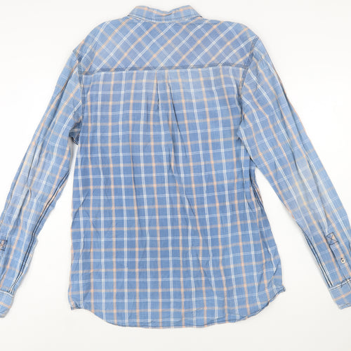 Hilfiger Denim Men's Blue Check Long Sleeve Button-Up Shirt 2XL