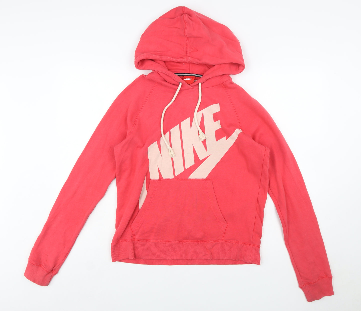 Nike Womens Pink Pullover Hoodie Size M Cotton Blend Logo Style