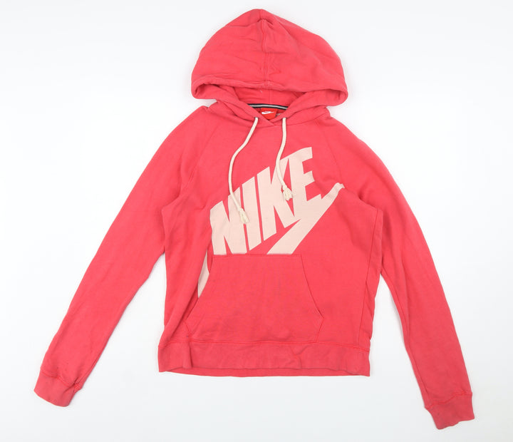 Nike Womens Pink Pullover Hoodie Size M Cotton Blend Logo Style