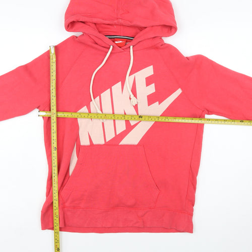 Nike Womens Pink Pullover Hoodie Size M Cotton Blend Logo Style
