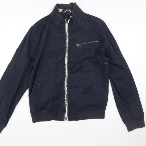 Armani Jeans Men's Blue Bomber Jacket Size M Stand-Up Collar