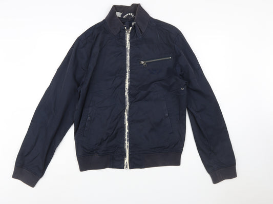 Armani Jeans Men's Blue Bomber Jacket Size M Stand-Up Collar