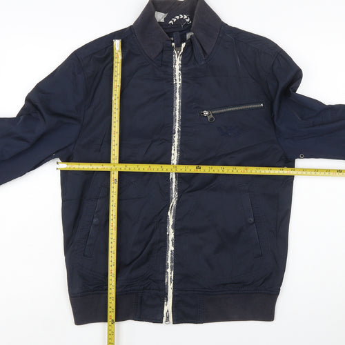 Armani Jeans Men's Blue Bomber Jacket Size M Stand-Up Collar