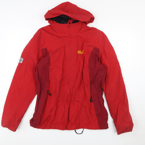 Jack Wolfskin Boys Red Hooded Waterproof Parka Jacket Size 176
