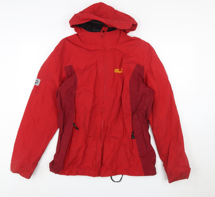 Jack Wolfskin Boys Red Hooded Waterproof Parka Jacket Size 176
