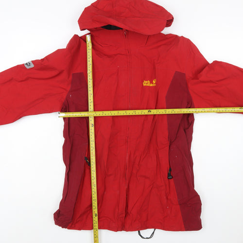 Jack Wolfskin Boys Red Hooded Waterproof Parka Jacket Size 176