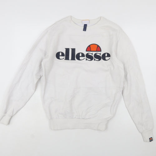 Ellesse Womens White Logo Crew Neck Sweatshirt UK 6