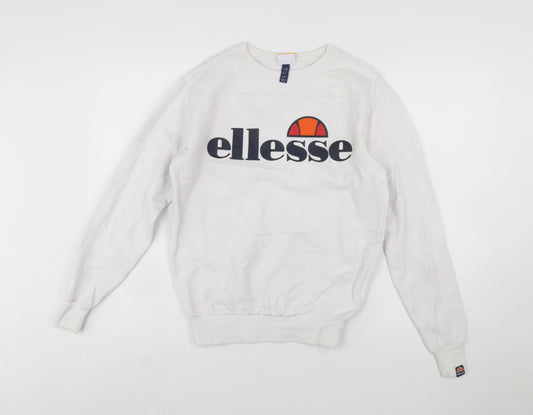Ellesse Womens White Logo Crew Neck Sweatshirt UK 6