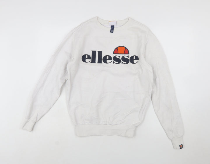 Ellesse Womens White Logo Crew Neck Sweatshirt UK 6