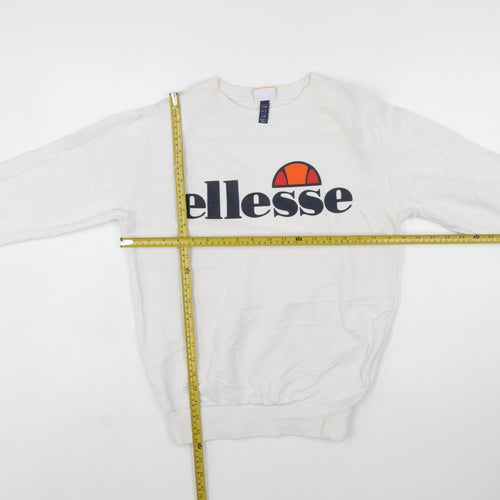 Ellesse Womens White Logo Crew Neck Sweatshirt UK 6