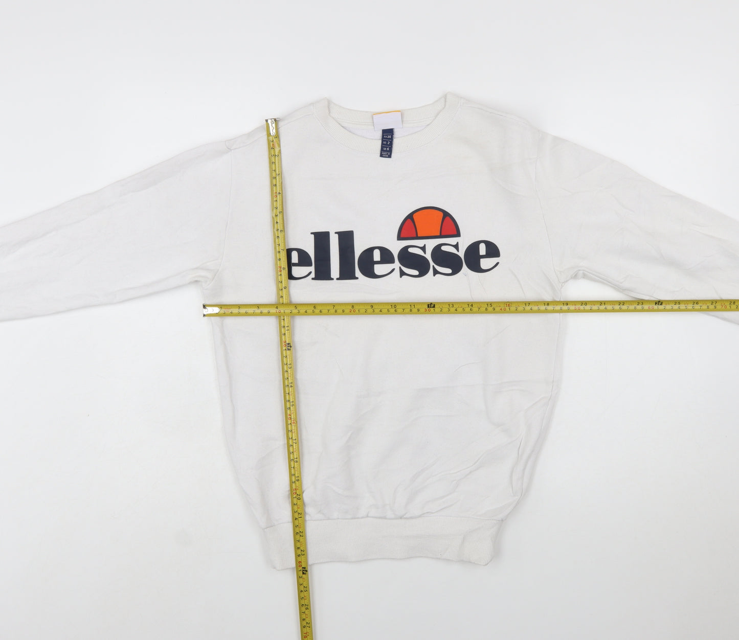 Ellesse Womens White Logo Crew Neck Sweatshirt UK 6