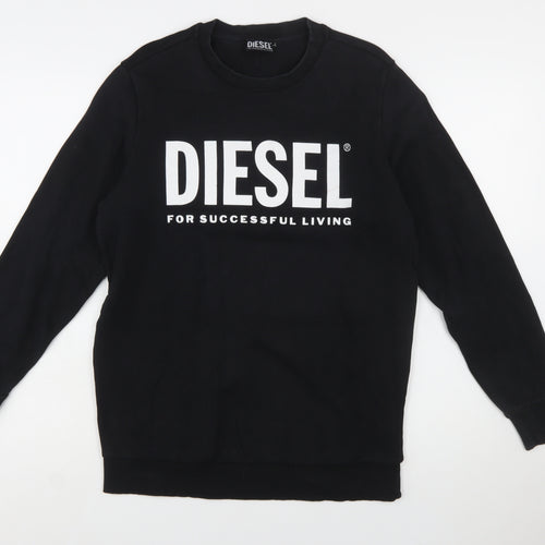 Diesel Mens Black Logo Crew Neck Sweatshirt Size S