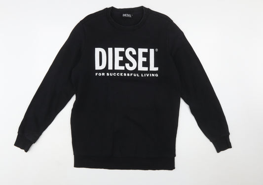 Diesel Mens Black Logo Crew Neck Sweatshirt Size S