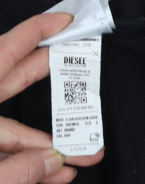 Diesel Mens Black Logo Crew Neck Sweatshirt Size S