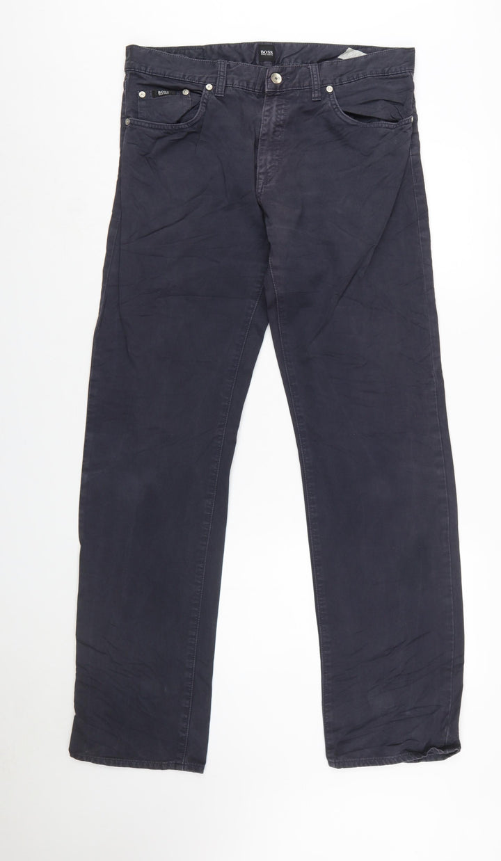 Hugo Boss Men's Blue Chino Trousers 34W 34L Regular Fit