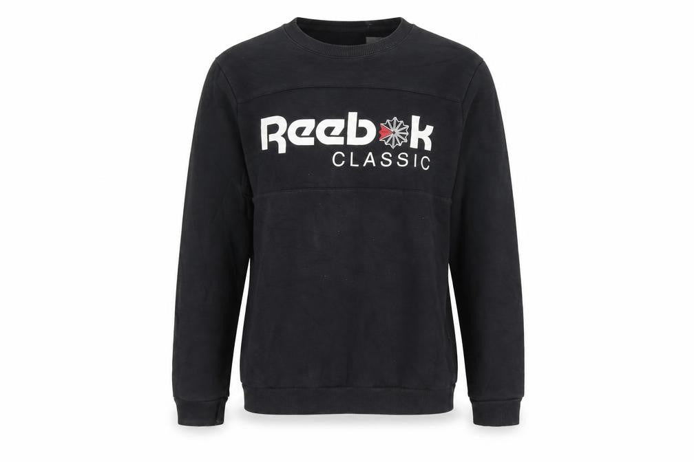 Front view of Reebok Men’s Black Small Classic Logo Crew Neck Sweatshirt