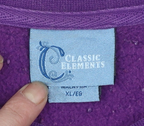 Classic Elements Women Purple Cotton Blend Pullover Sweatshirt XL