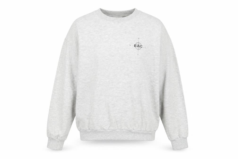 Front view of Jerzees Women’s Grey Crew Neck Pullover Sweatshirt, size L