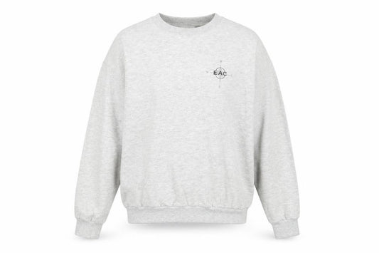 Front view of Jerzees Women’s Grey Crew Neck Pullover Sweatshirt, size L